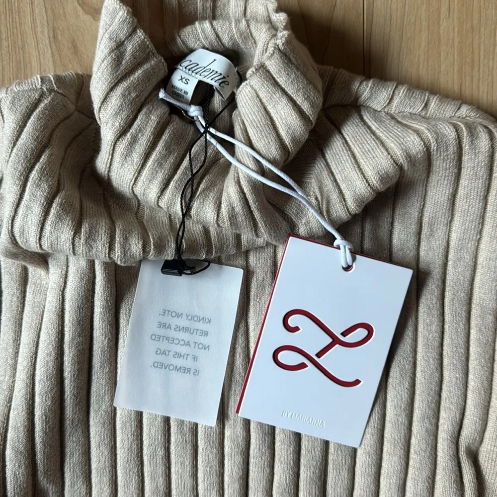 by Marianna Saro Mini Knit Dress in Oatmeal - Image 2