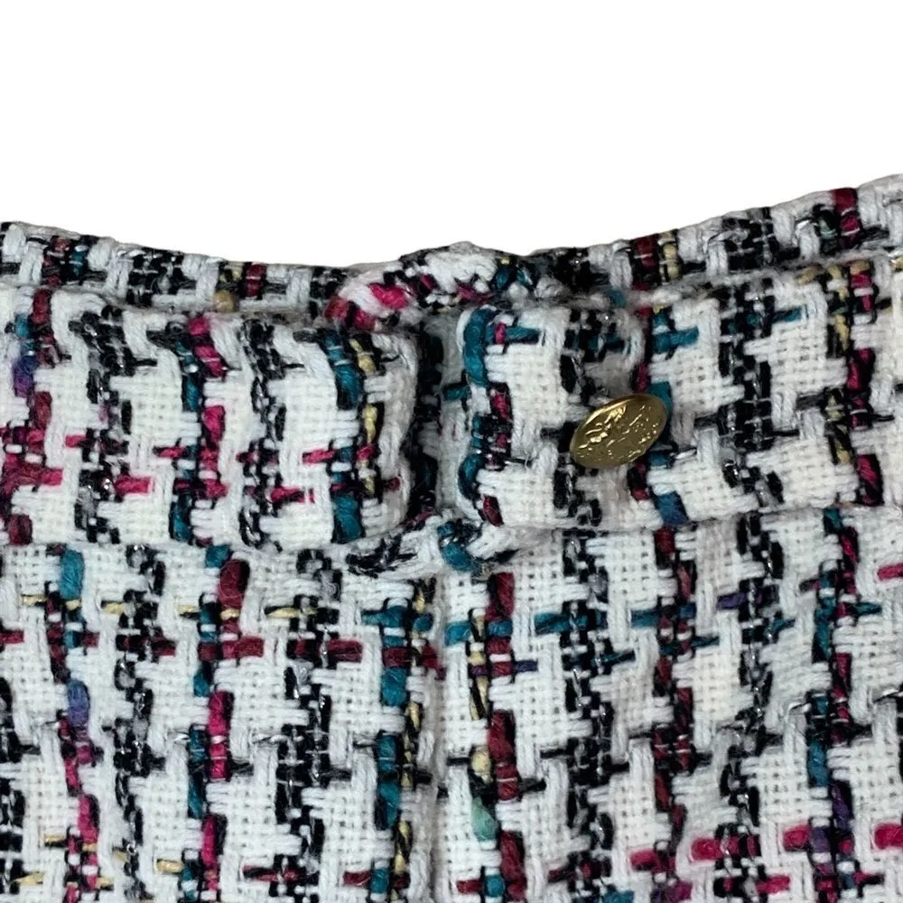 ‎Leyden Houndstooth Faux Wrap Tweed Mini Skirt Size XS - Image 7