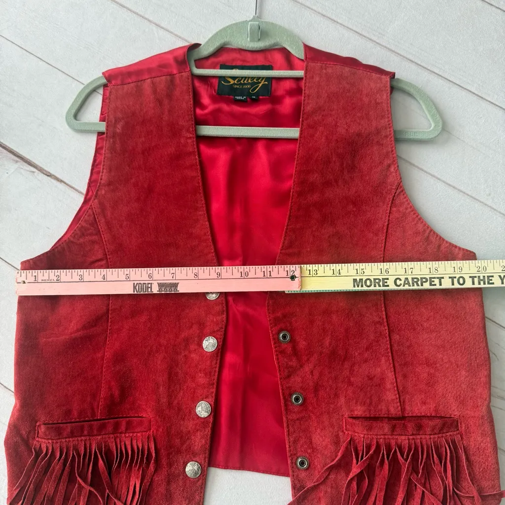 Scullly Red Genuine Leather Fringe Vest Coachella, Cowgirl, Rodeo Women’s 10 - Image 16