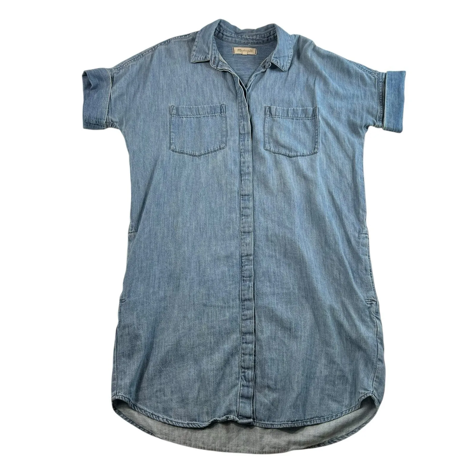 MADEWELL Sz S Courier Denim Dress Shirtdress Lauryn Wash Blue Relaxed Fit Casual - Image 3