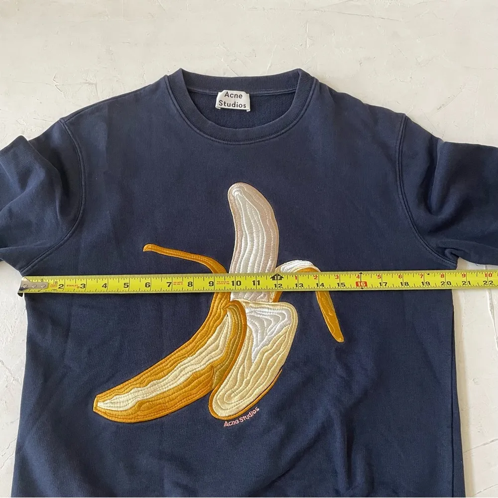 Acne Studios Banana Emoji Embroidered Black Yellow Crewneck Sweatshirt Size S - Image 8