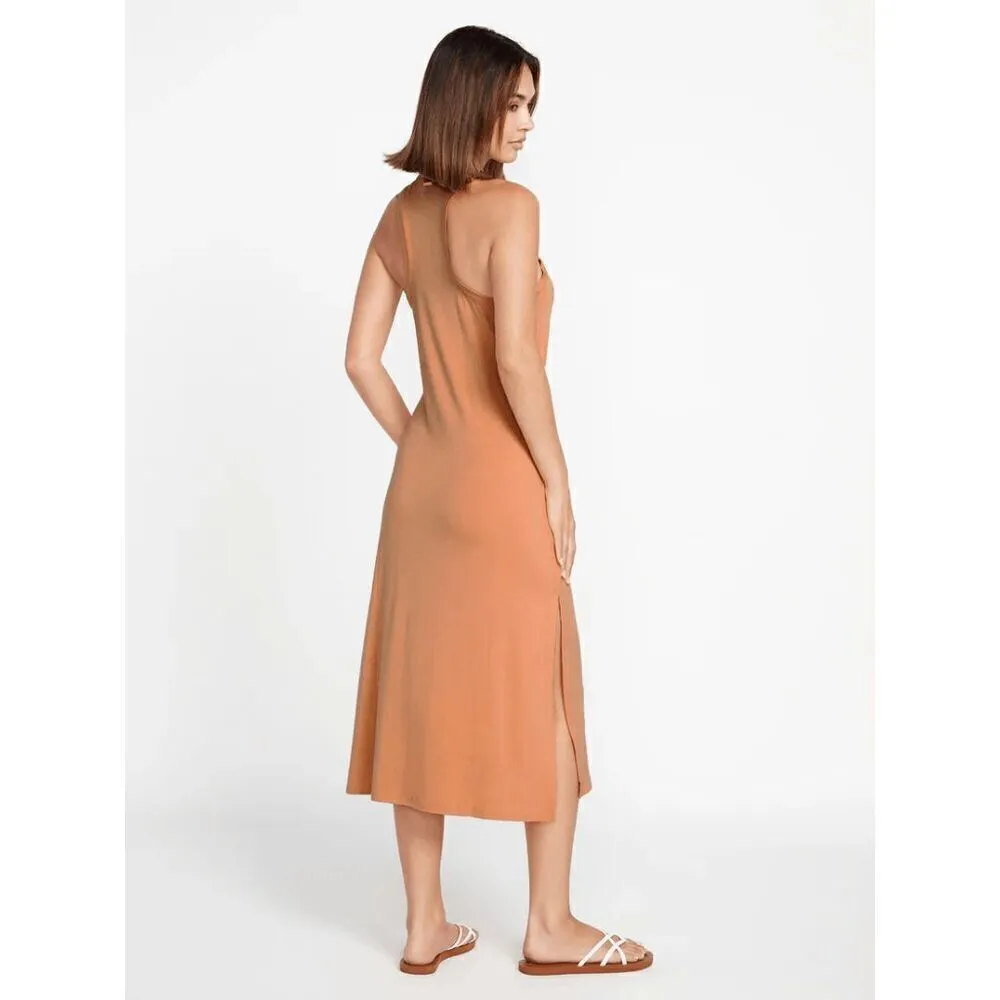 Volcom Stonelight Clay Peach Orangey Racerback Midi Maxi Dress XL - Image 8