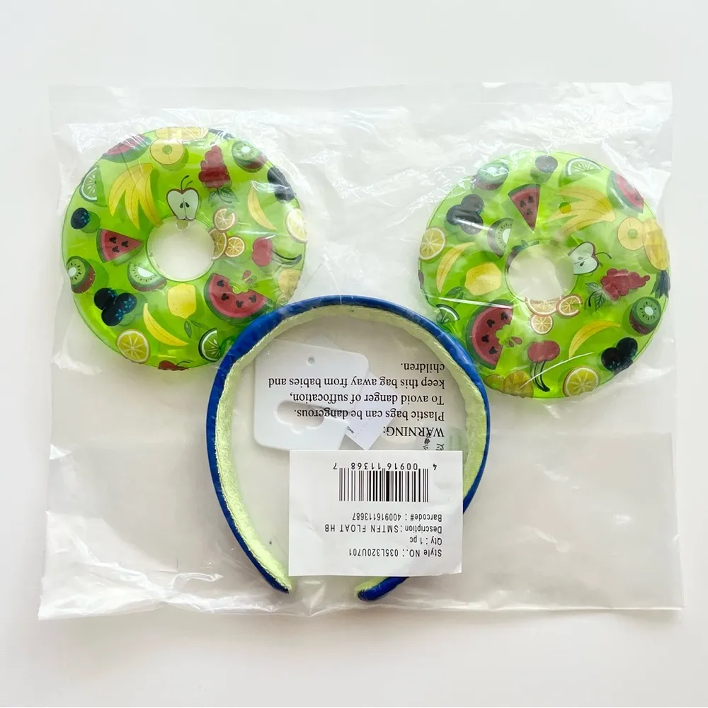 NWT Disney Parks Sweet Summer Green Fruit Print Pool Float Mouse Ear Headband - Image 2