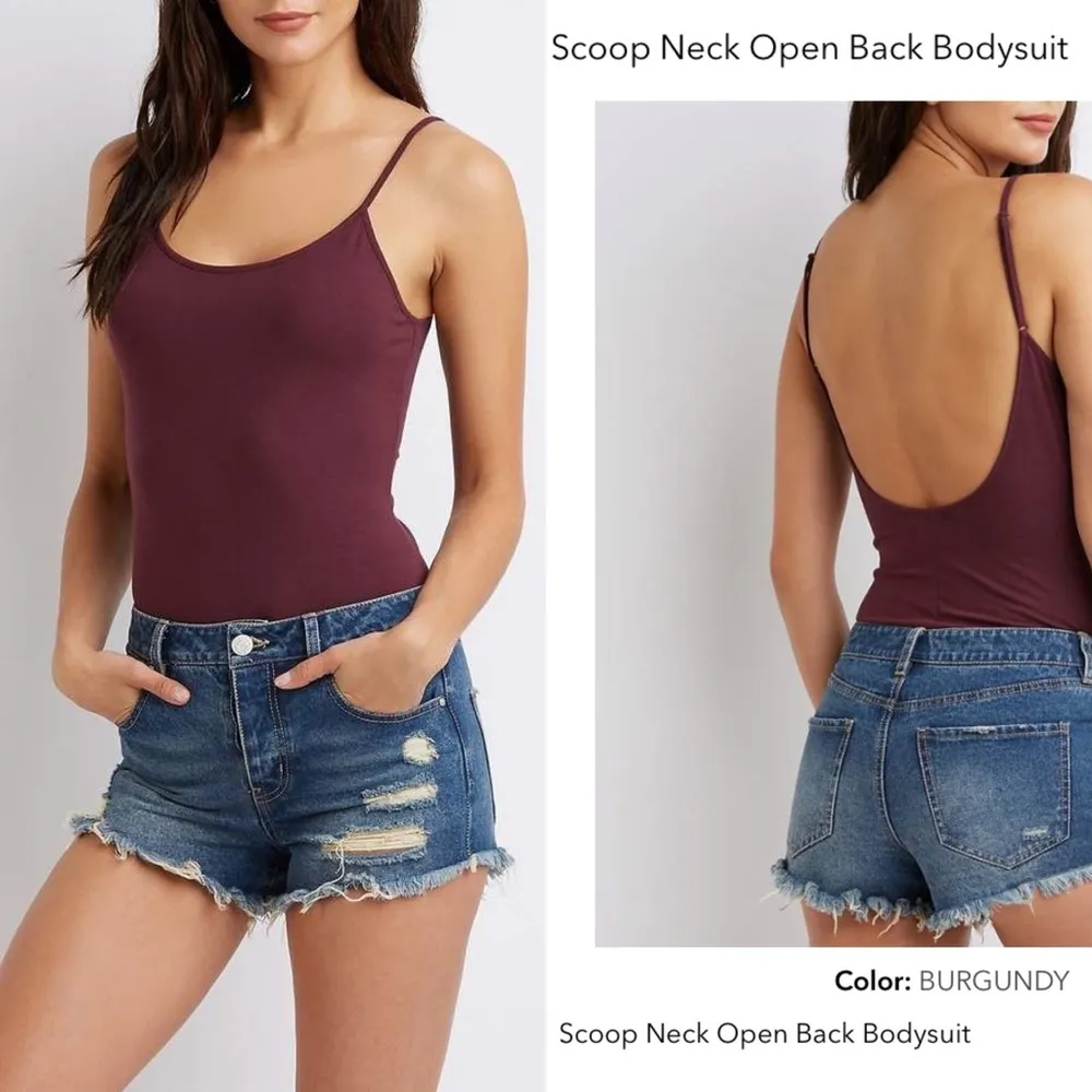 NWT Burgundy Scoop Neck Open Back Bodysuit S - Image 5