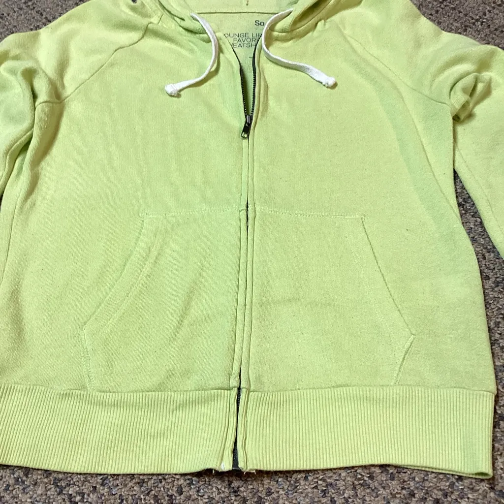 SO Lounge Life Light Lime Green Zip-Up Sweatshirt Hoodie * Size XS - Image 3