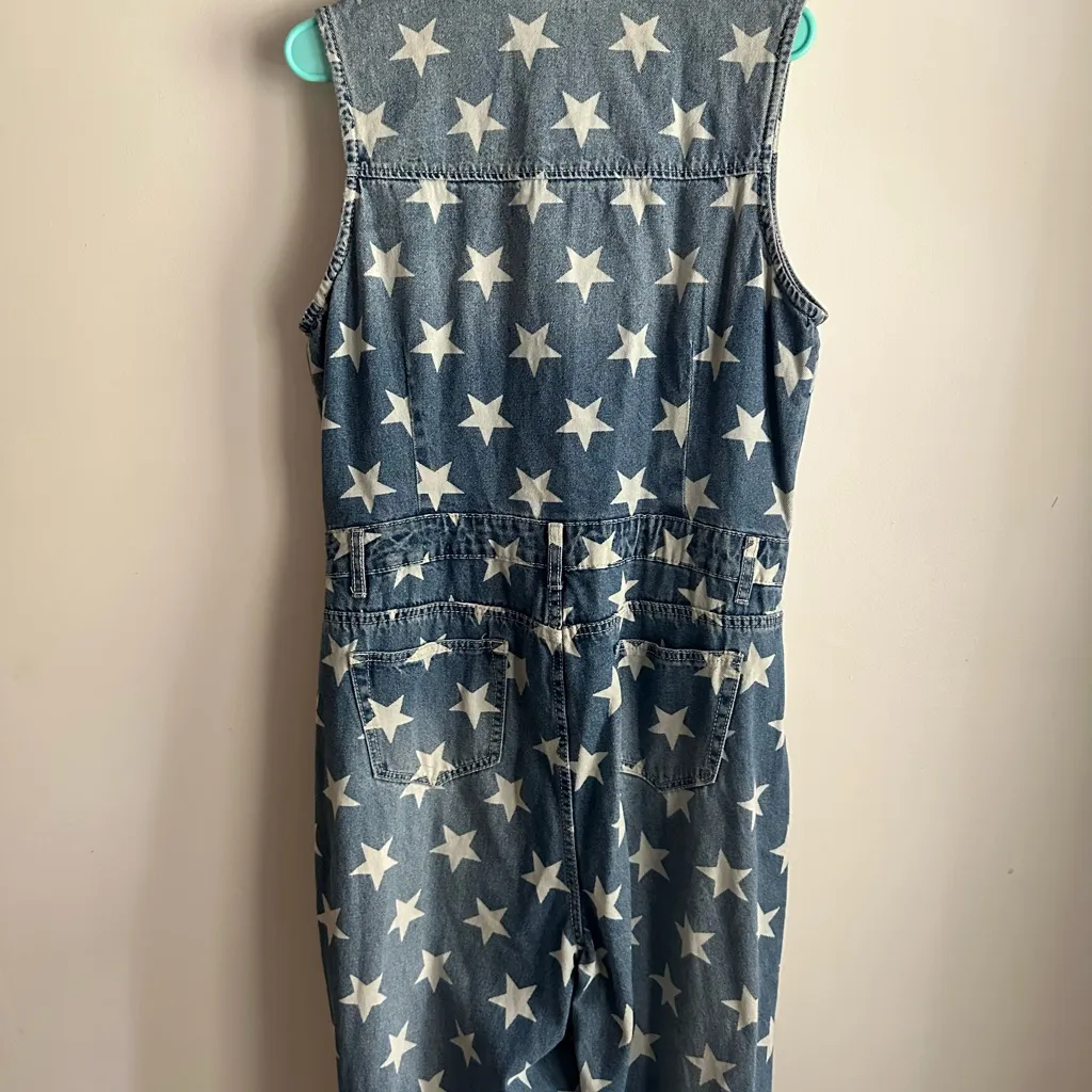 Ashley Stewart Denim Jumpsuit with Star Pattern - Image 2