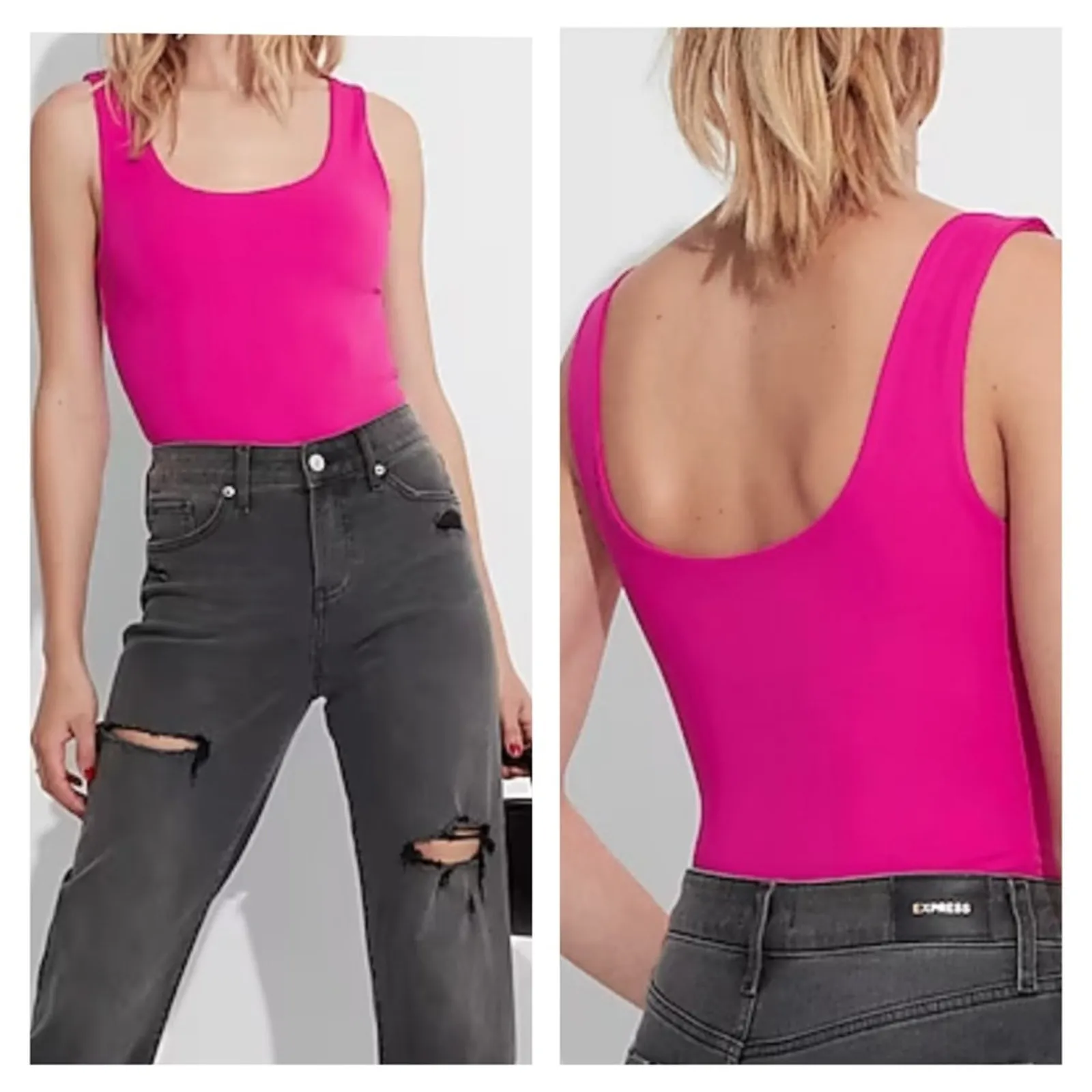 Express Body Contour Compression Bodysuit XS‎ Pink - Image 2