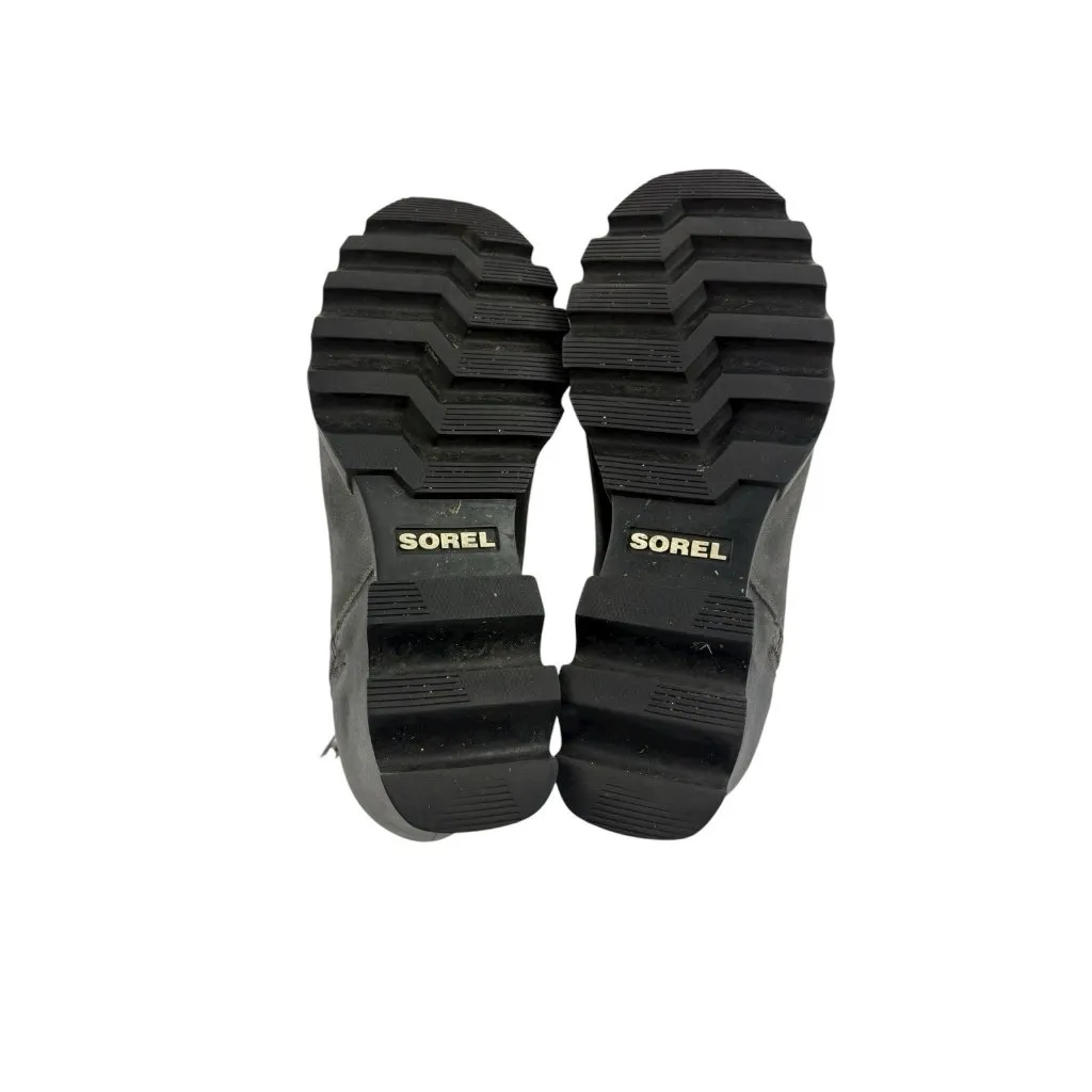 *SOREL Joan of Artic Wedge Ankle Boots Womens Size 7 Gray Leather Comfort Zip - Image 9