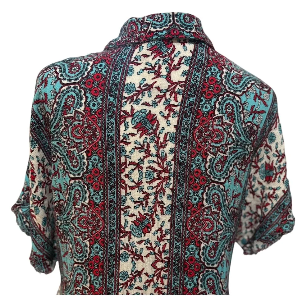 Anthropologie Uncle Frank Floral Frayed Hem Shirt Dress Size Small - Image 7