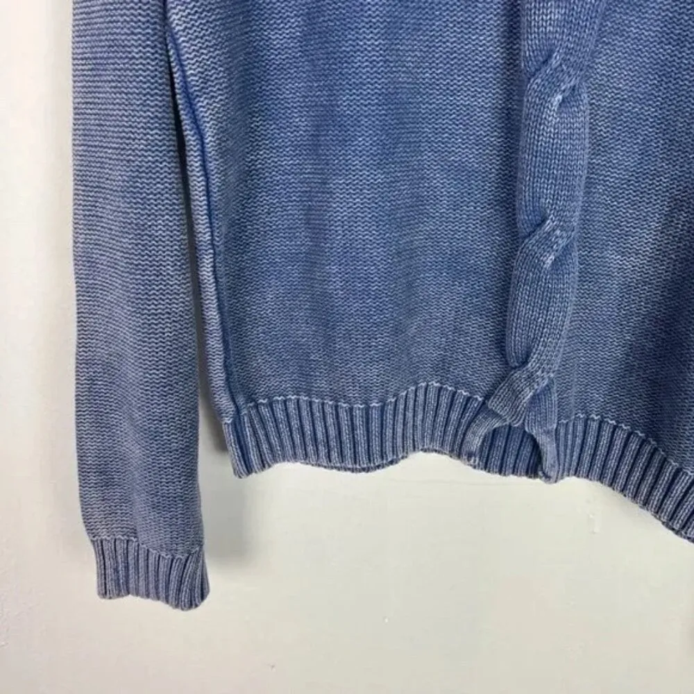 Fate by LFD Garment Dyed Caged Neckline Sweater Blue Fall Size Medium M EUC - Image 3