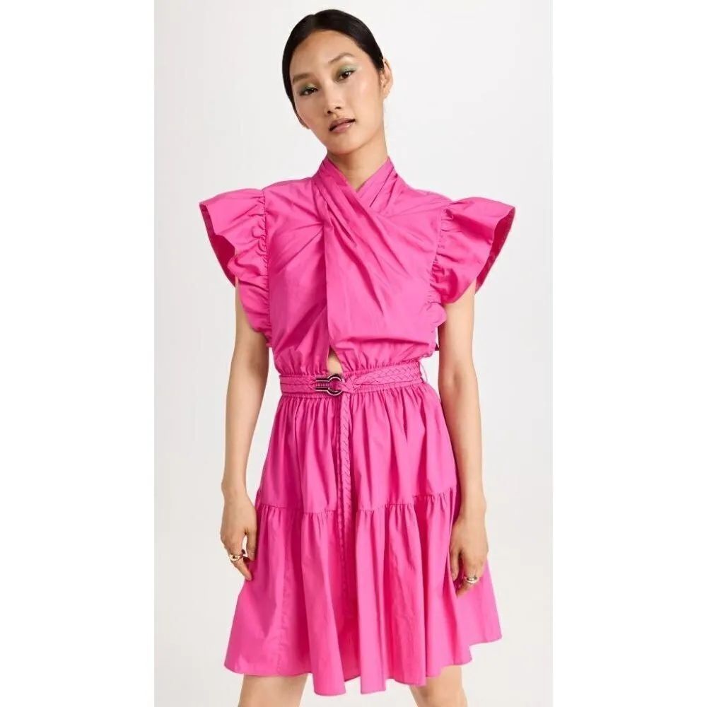 Derek Lam 10 Crosby Finn Ruffle Wrap Mini Dress Pink Womens Size 44 US 10 - Image 5