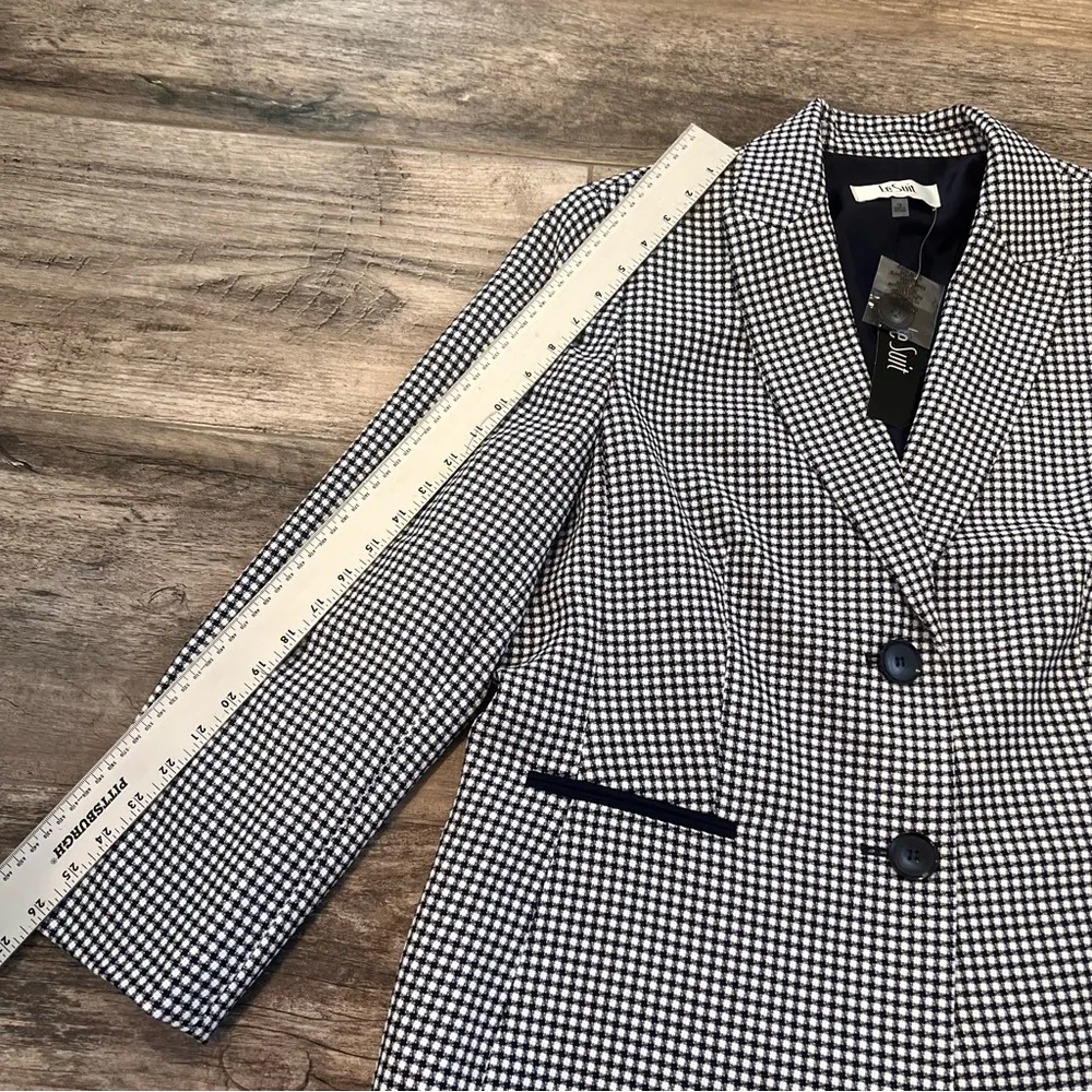 Le Suit San Juan Blazer Women 18 Navy Blue plaid white NWT Formal Office NEW - Image 6