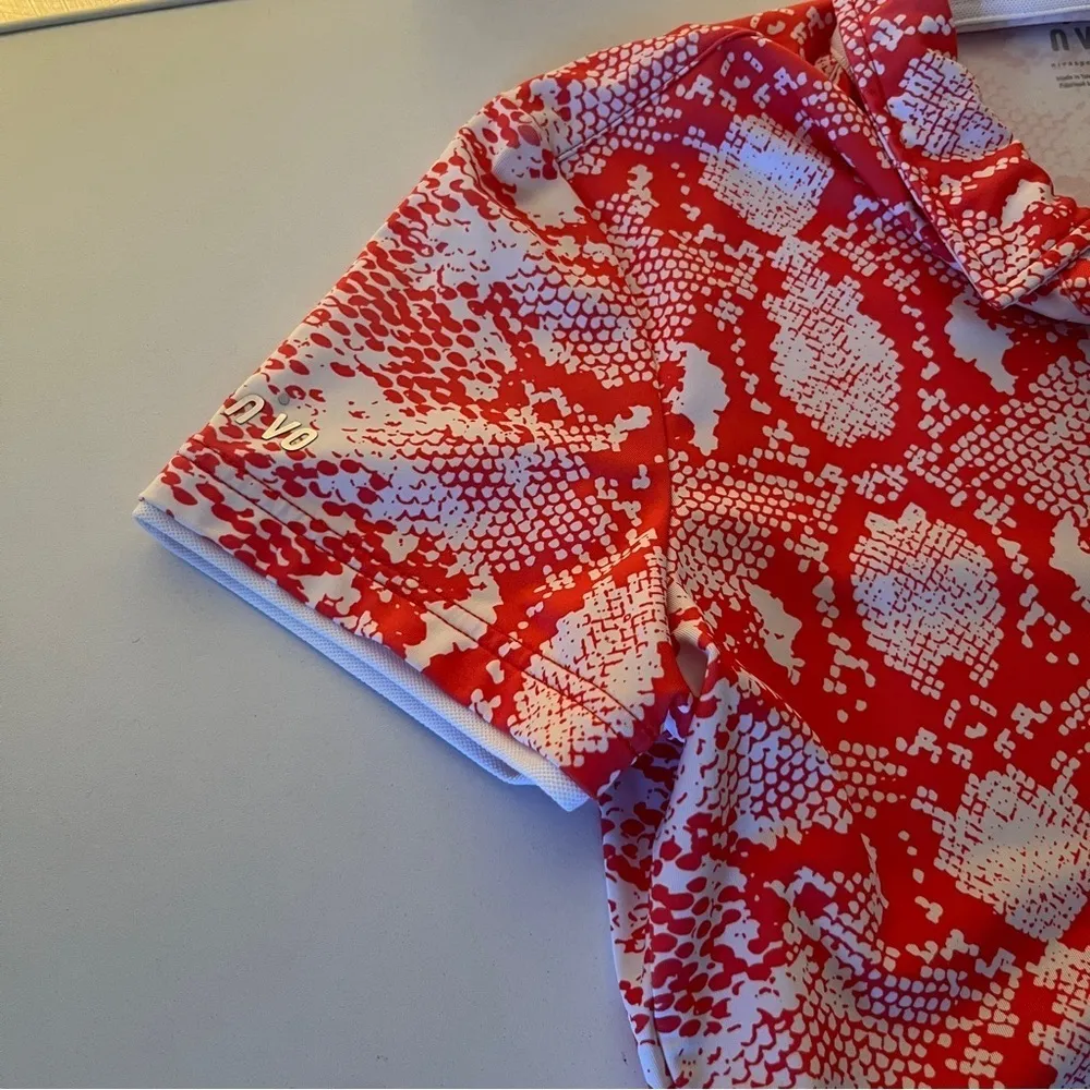 Nivo Athletic Athleisure golf woman medium , Polo Shirt Top Orange White - Image 8