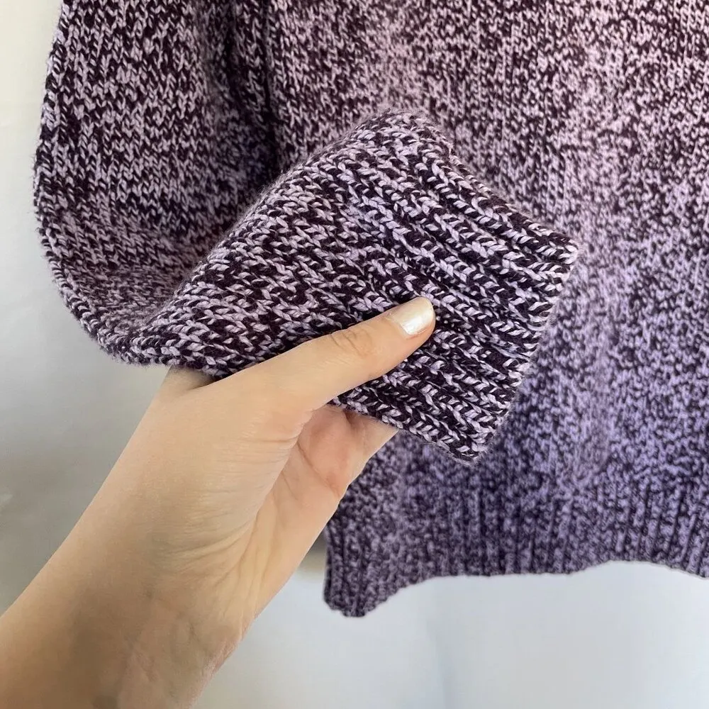 Lands' End purple turtleneck sweater casual thick warm women's size M cotton - Image 4