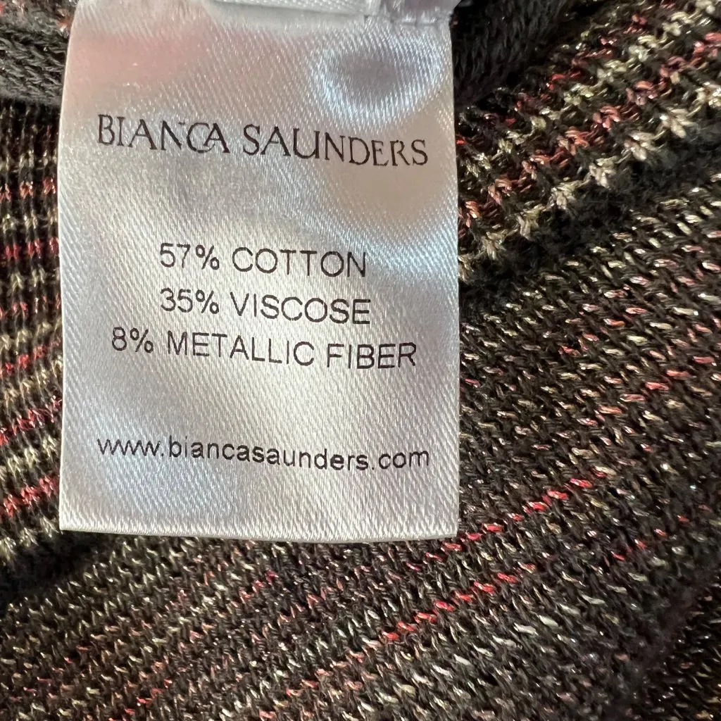 Bianca Saunders Glitz Metallic Striped Knit Pull On Pants Size Medium NWOT Purple - Image 11