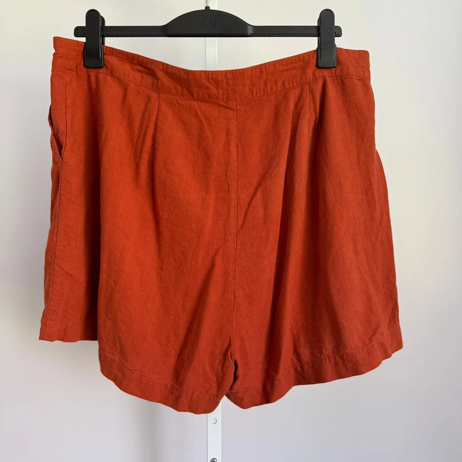 ModCloth Womens Plus Size‎ 18W Orange Linen Blend High Waist Pleated Shorts - Image 6