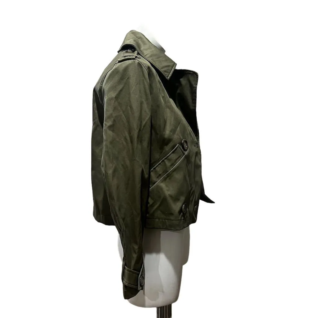 Shinestar Women's Olive Green Double-Breasted Cropped Jacket Medium - Image 5