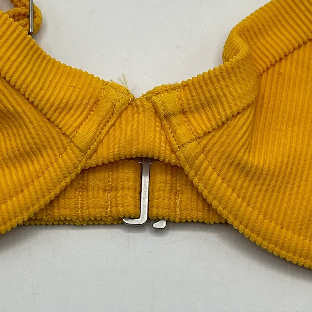 Abercrombie & Fitch Sz XS Yellow Underwire Bralette Corduroy Bikini Top - Image 5