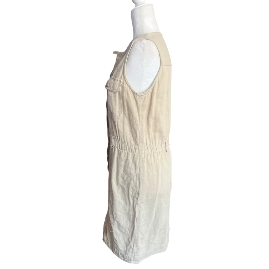 Vintage Linen & Cotton-Blend Cream Shift Dress - Image 3