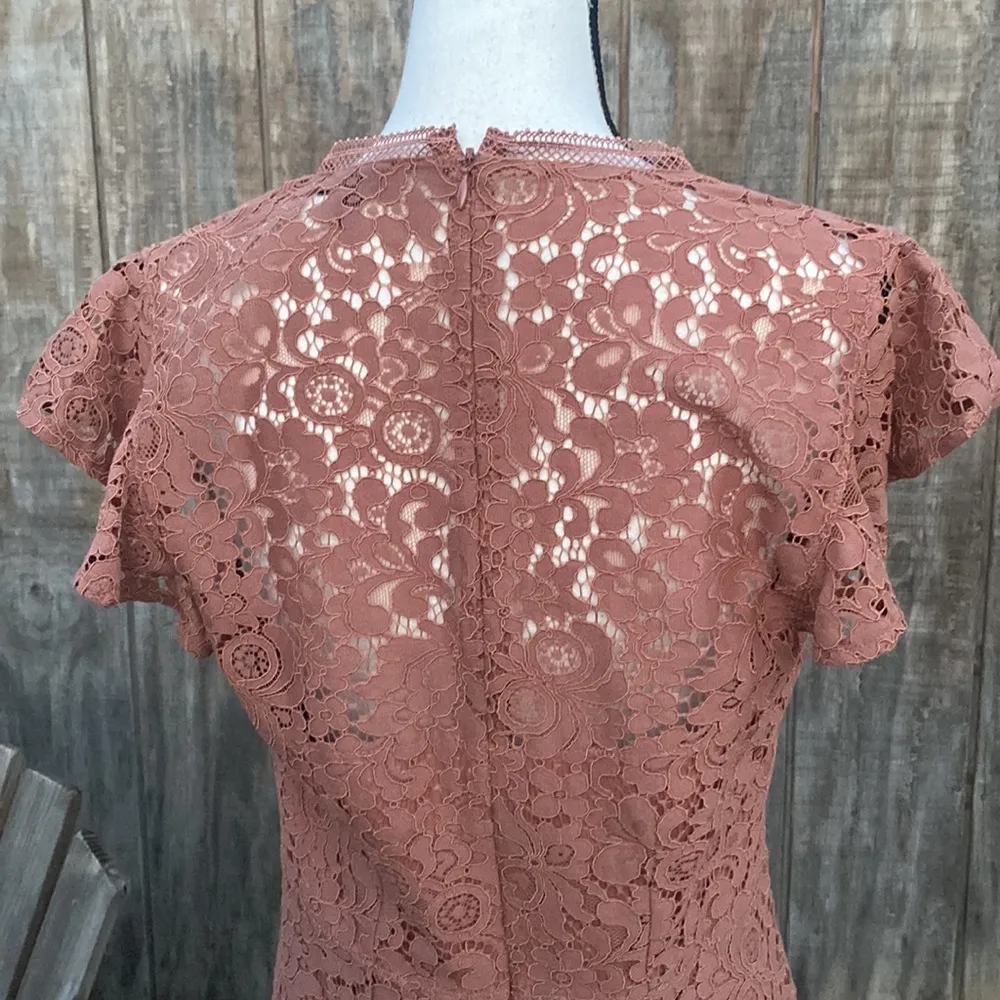 Express Pink Dusty Rose Lace Cap Sleeve Knee Length Dress Size 10 - Image 4
