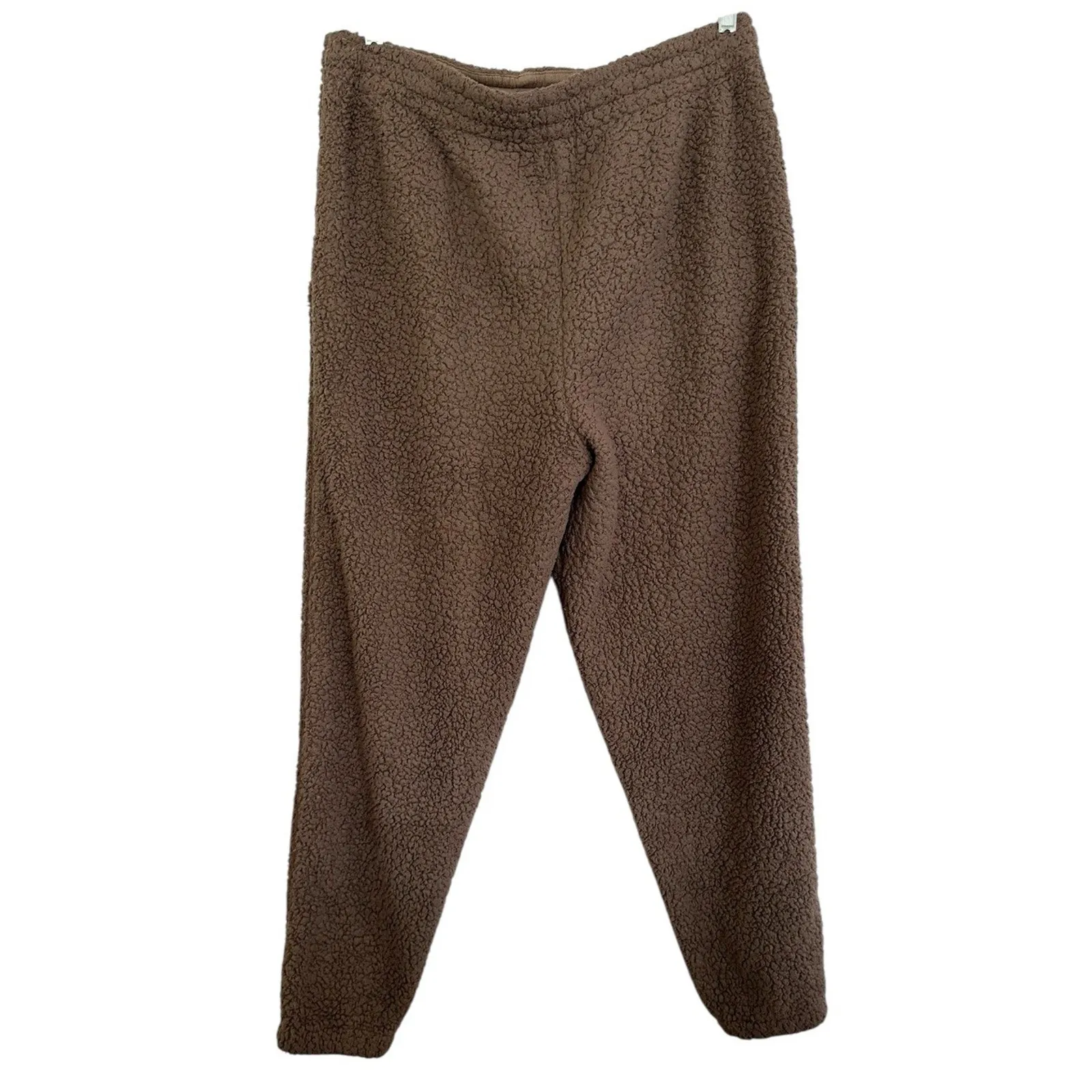 Skims Brown Teddy Sherpa Pull On Drawstring Jogger Sweatpants Pants Size Large - Image 4