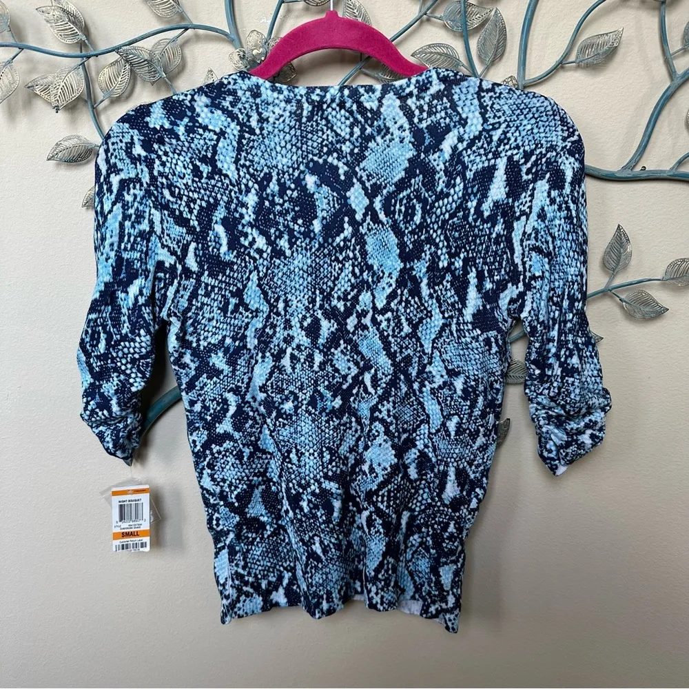 INC  blue python snakeskin print cardigan sweater NWT Small - Image 2