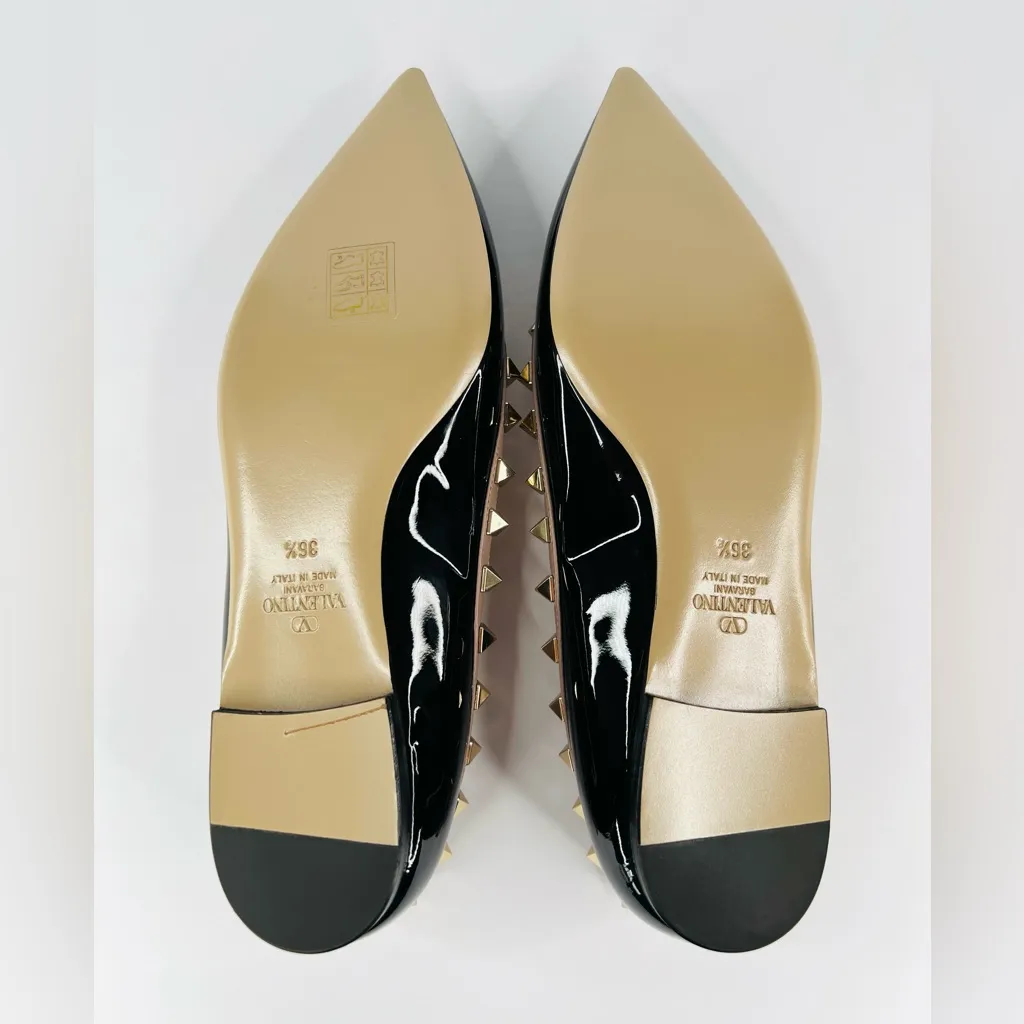 Valentino Garavani Rockstud Patent Leather Ballet Ballerina Studded Flat EU 36.5 - Image 7
