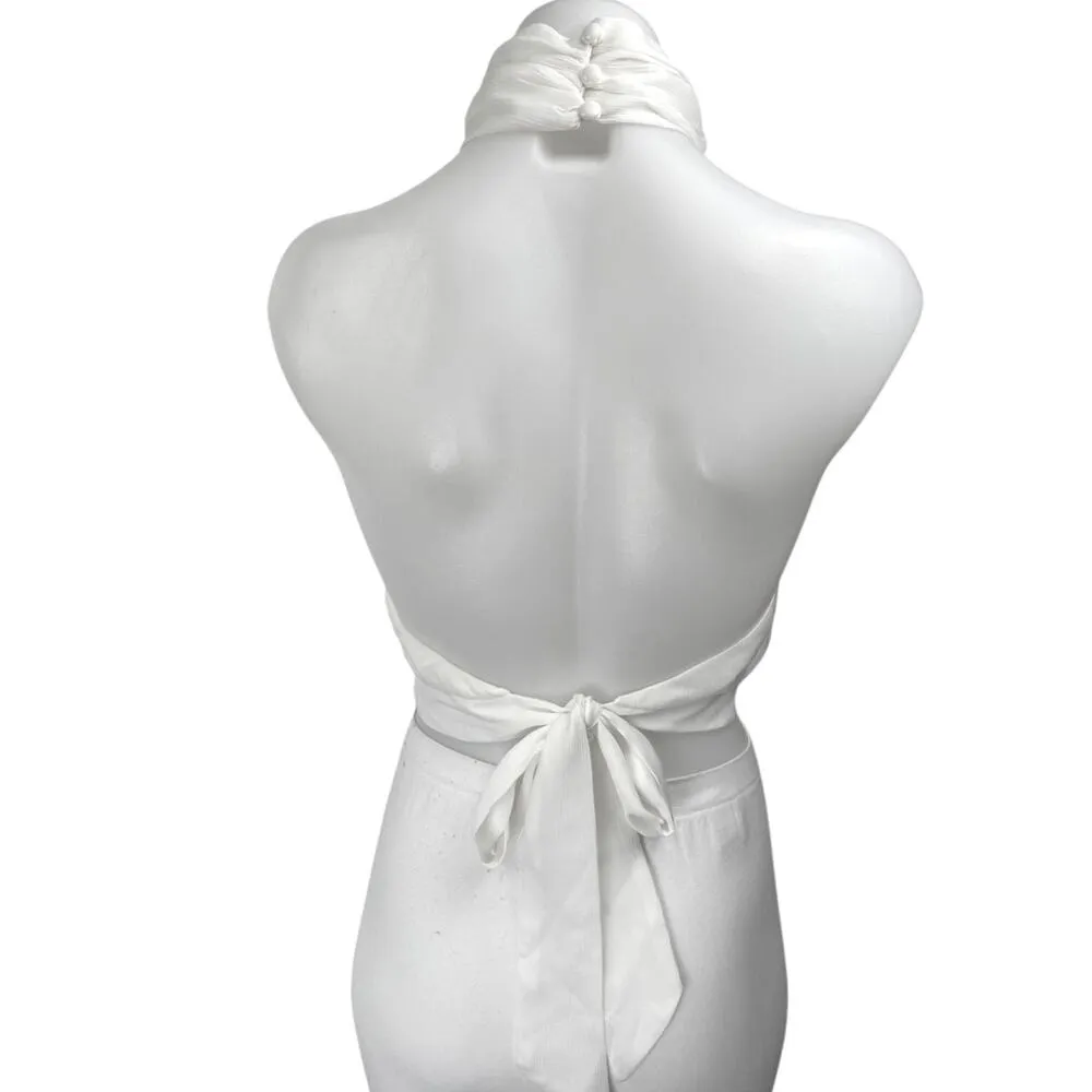 Princess Polly White Sleeveless Halter Neck Cami Camisole Crop Tank Top Size 10 - Image 3