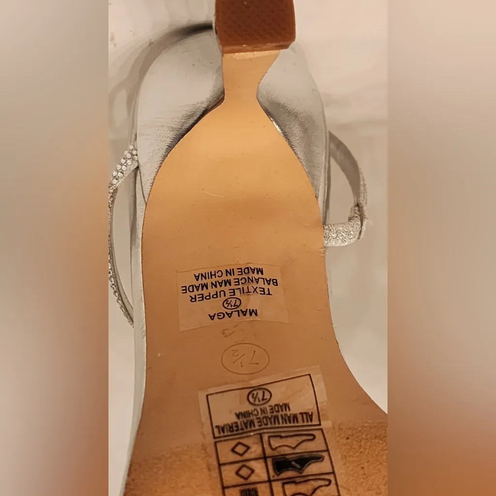 Lauren Lorraine Malaga Rhinestone Slingback Stiletto Sandals Silver Heels Sz 7.5 - Image 12