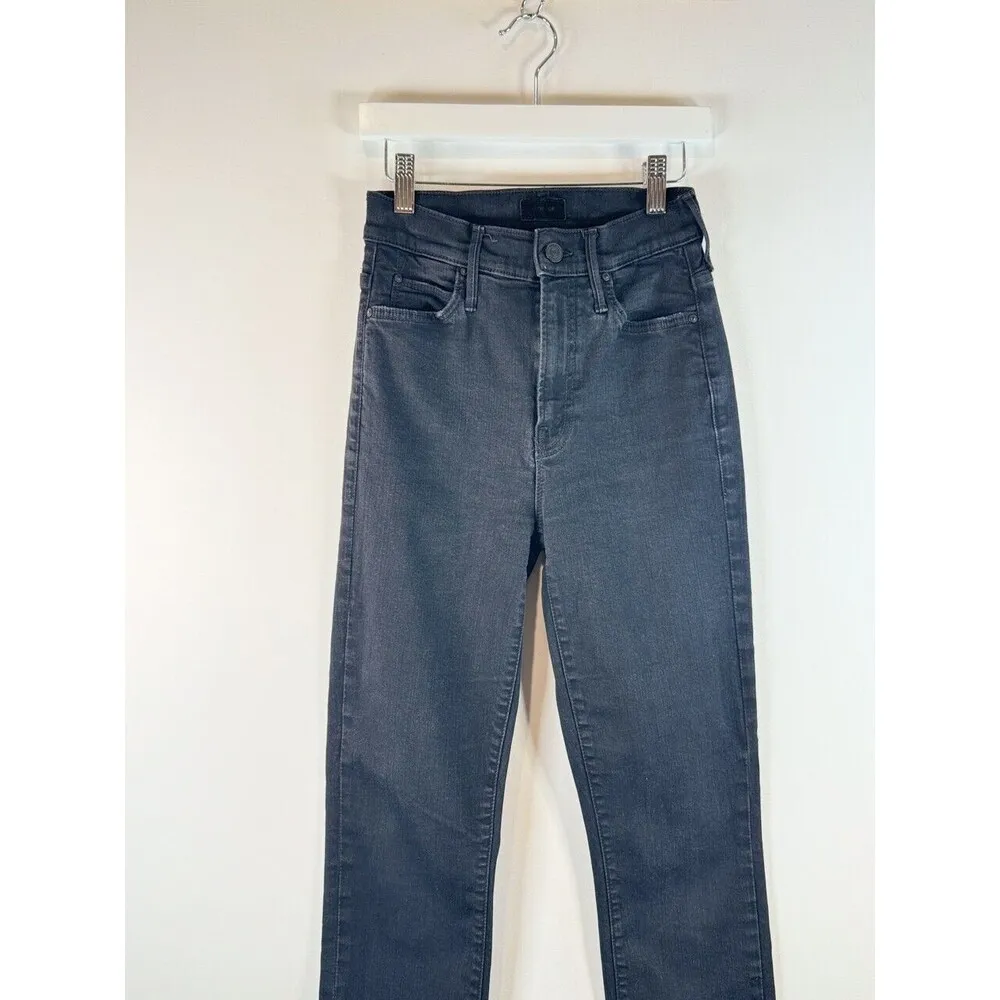 Mother Womens Jeans Black High Waisted Rascal Crop Fray The Whip Fringes Size 25 - Image 5