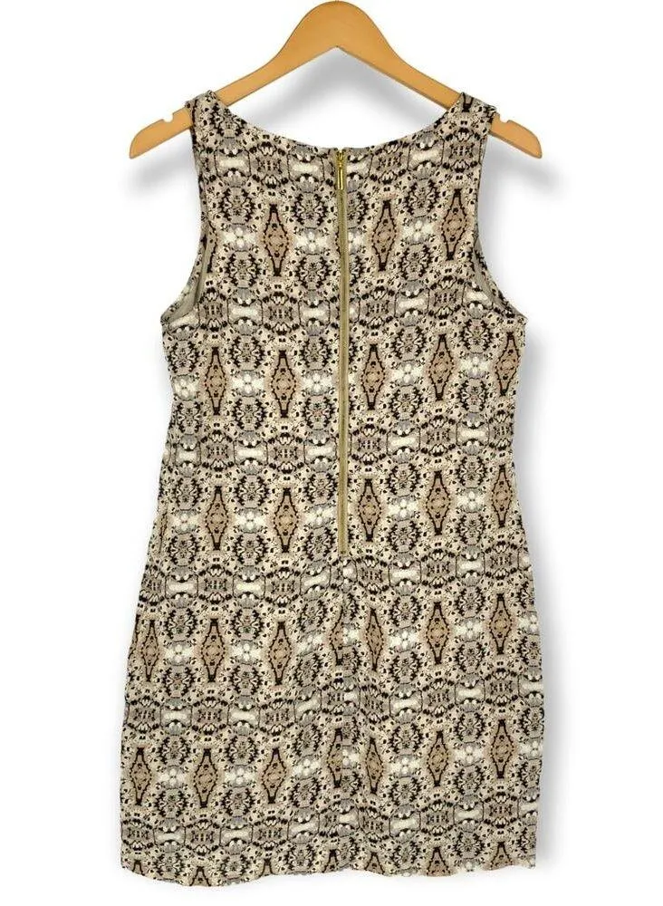 Cynthia Rowley | Size 6 | Linen Tribal Ink Splatter Print Boho Sheath Dress - Image 4