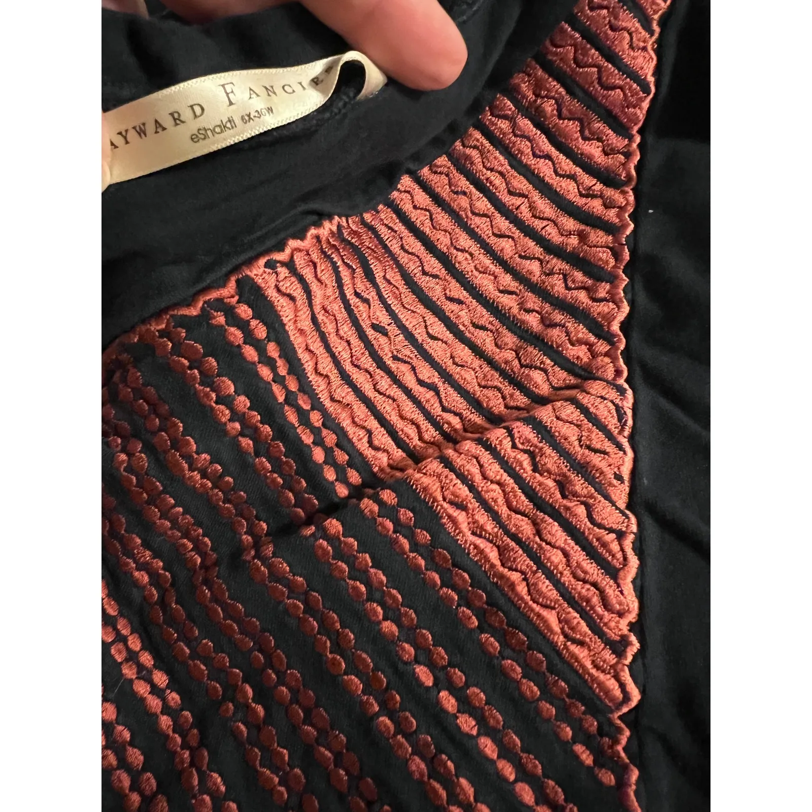 Wayward Fancies Eshakti size 6X 36 w plus long dress embroidered comfy navy blue - Image 6