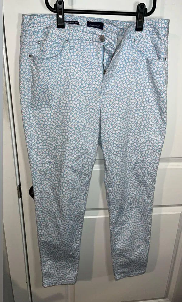 Charter Club Women's All OverPrinted Skinny Ankle Jeans BabyBlue Flowers Size 12 - Image 5