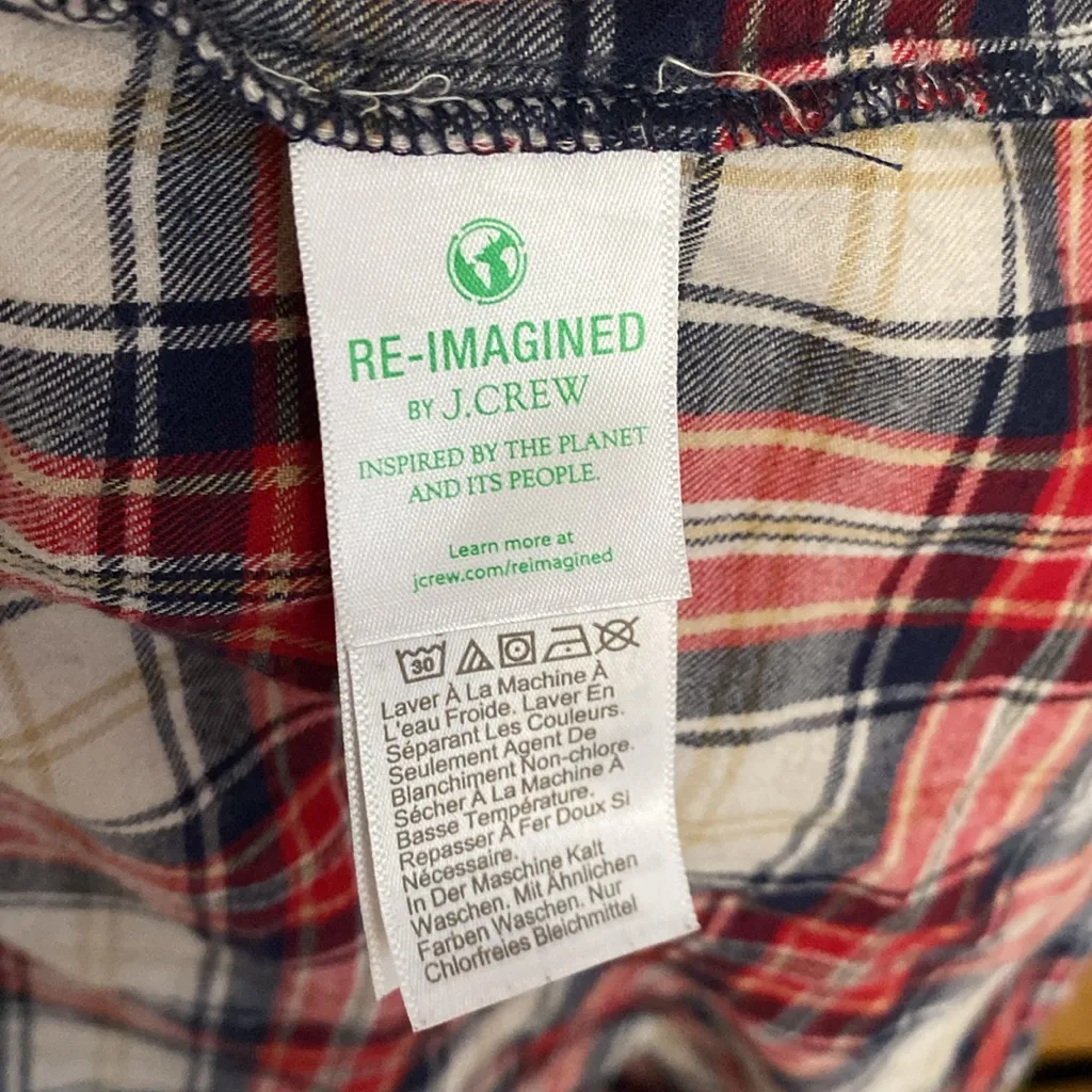 J Crew Red White and Blue Plaid Long Sleeve Button Down Shirt Size XS - Image 7