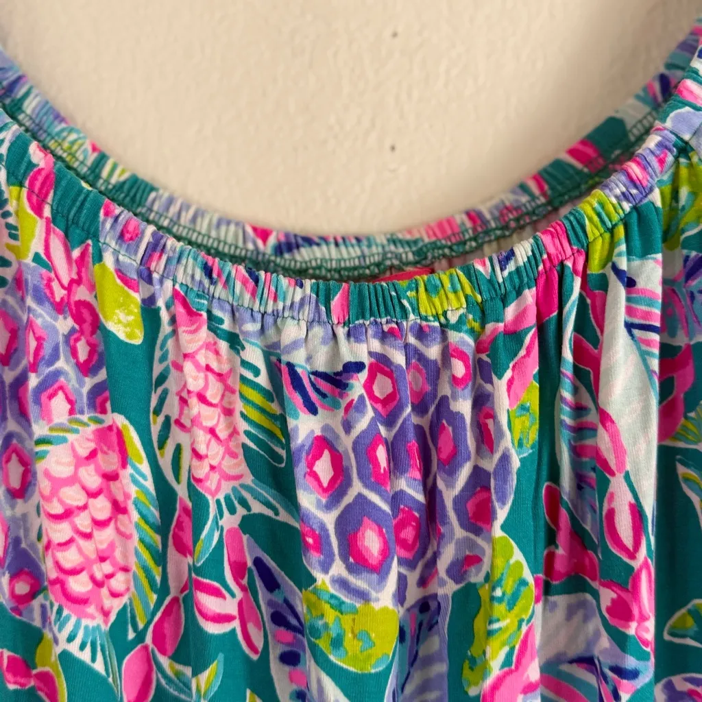 Lilly Pulitzer Pink and Blue off shoulder Patterned skort romper size XS - Image 7