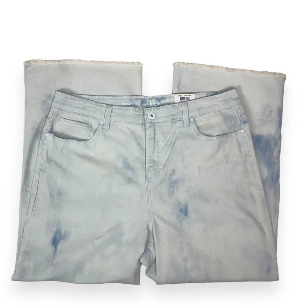 🆕 Style & Co Wide Leg Crop Jeans in Bleach Tie Dye Wash - Image 5
