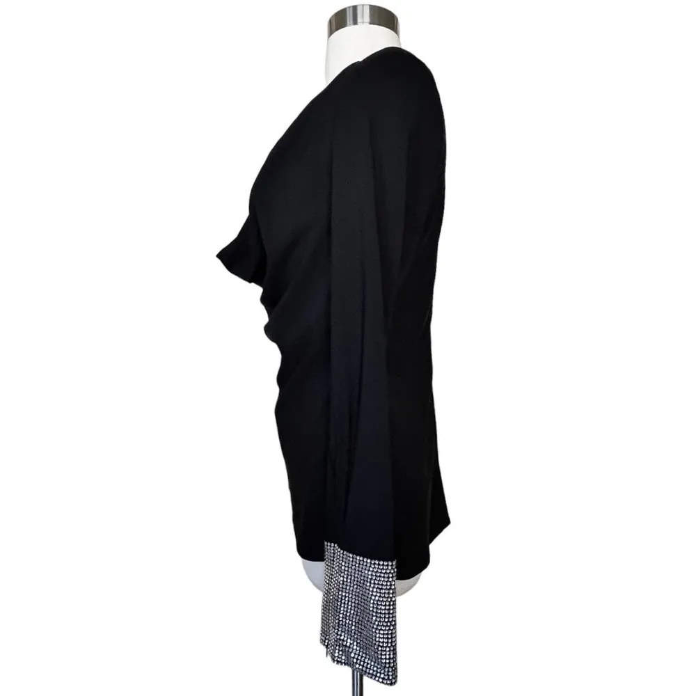RONNY KOBO Sandra Blouse Black Embellished Long Sleeves Designer Cocktail Small - Image 9