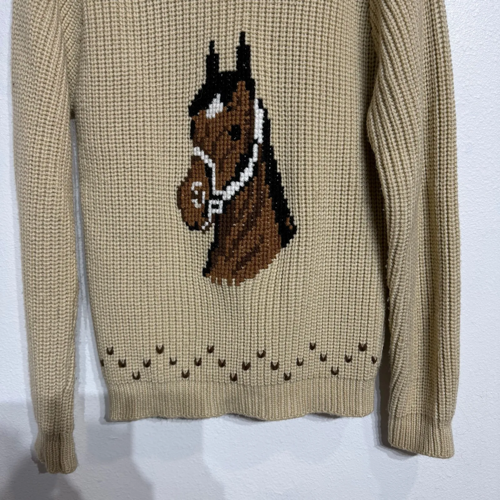 Miller Outerwear Tan Horse Vintage Cardigan Sz M Size M - Image 10