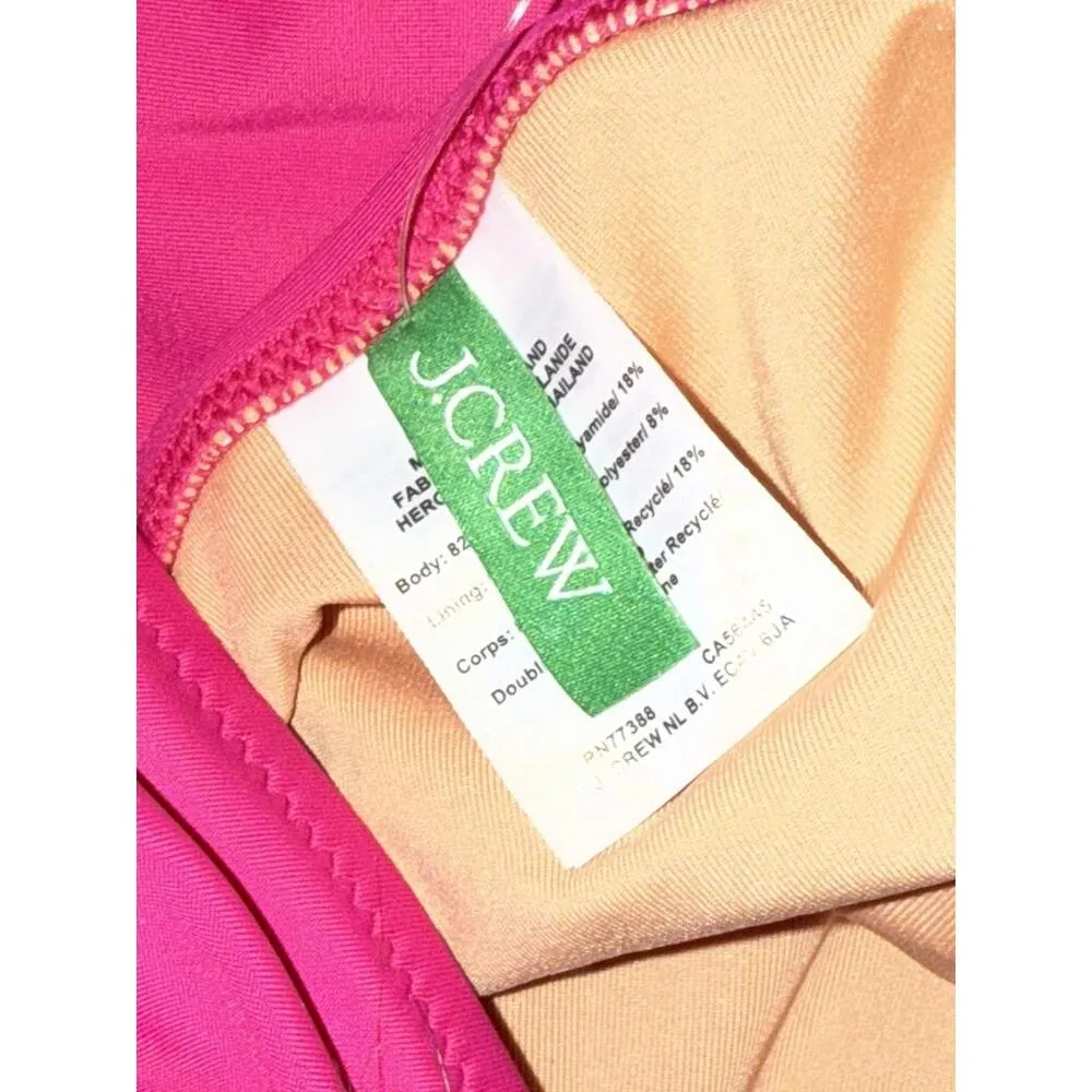 NEW J. Crew Long-Torso Ruched V-Neck One-Piece Swim Radiant Fuchsia Pink Size 2 - Image 6