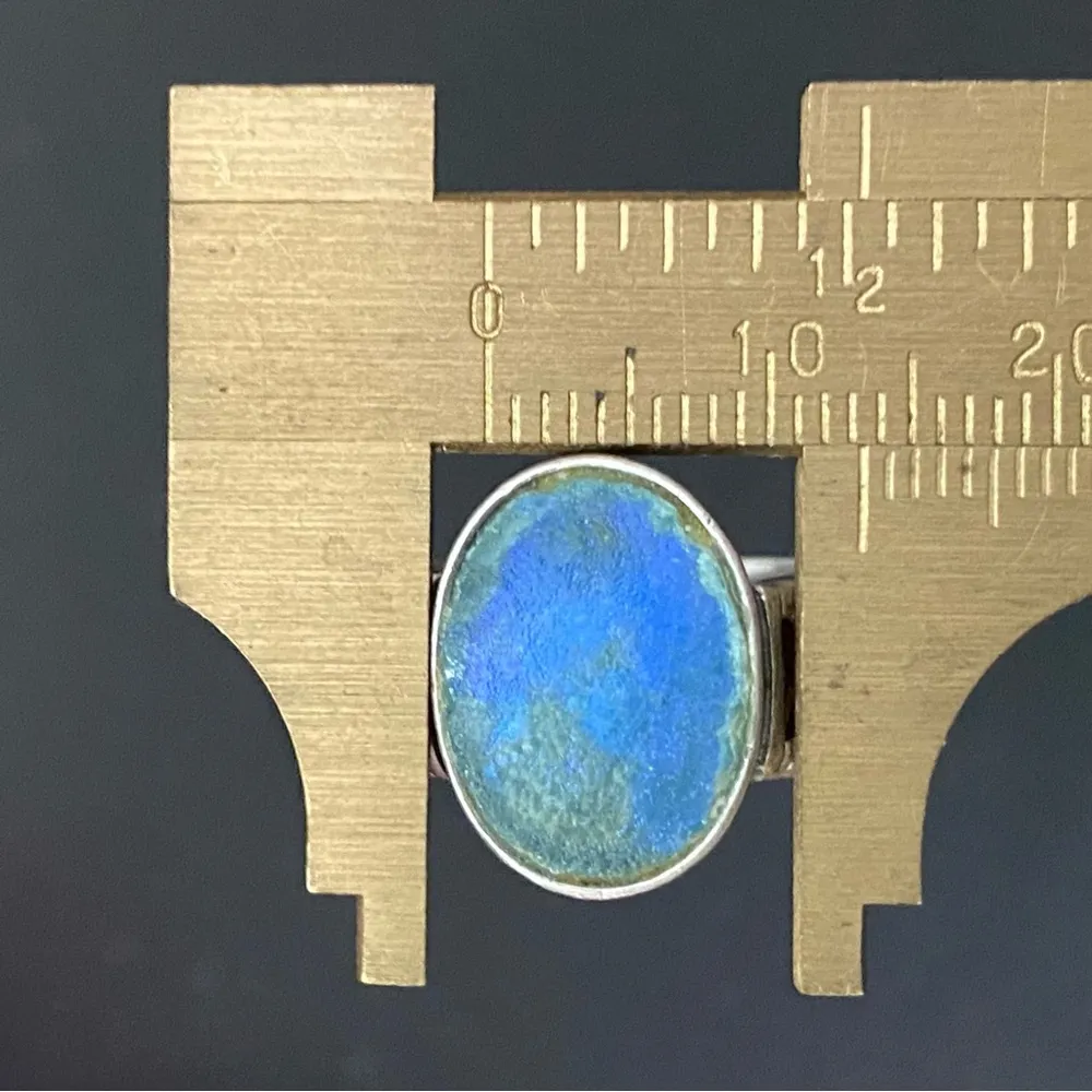 Vintage Native American Signed SA 925 Sterling Silver Blue Teal Stone Ring Sz 8 - Image 8