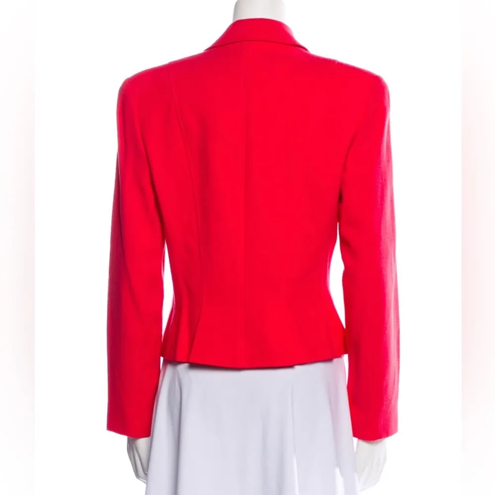 Vintage Rickie Freeman Teri John Jacket Blazer Jacket Tomato Red Black Bow sz M - Image 3