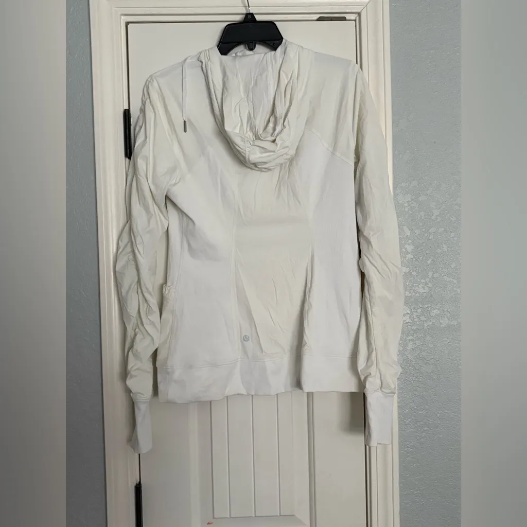 Lululemon Dance Studio Jacket III Womens 10 White Hooded Full Zip Reversible - Image 6