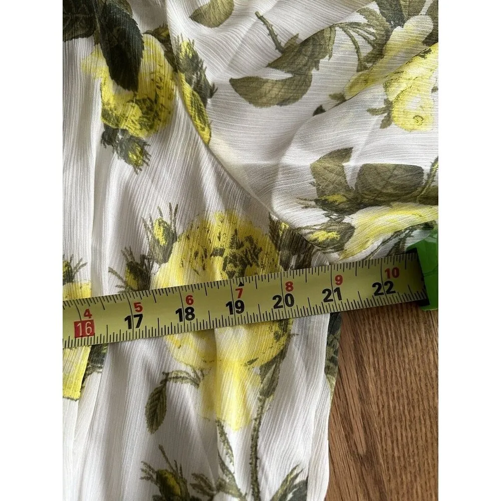 CALVIN KLEIN Women’s Lemon Print Deep V Neck Maxi Hi Low Dress 3/4 Sleeve Sz 14 - Image 7