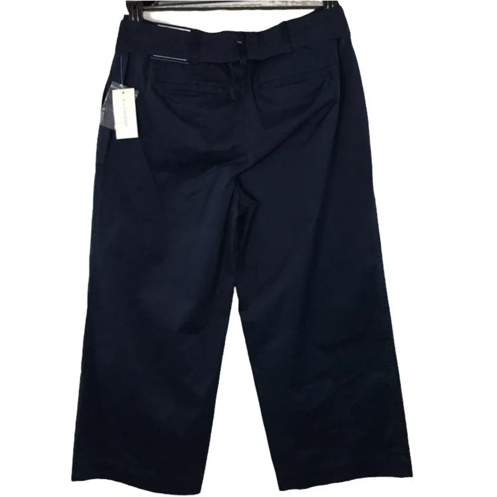 Charter Club SZ 10 Crop Pants Wide Leg Hi-Rise Belted Pockets Stretch Zip-Fly - Image 2