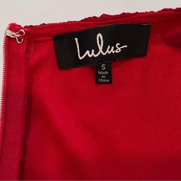Lulus Thinking of‎ You Red Lace Sleeveless Sheath Dress SMALL - Image 12