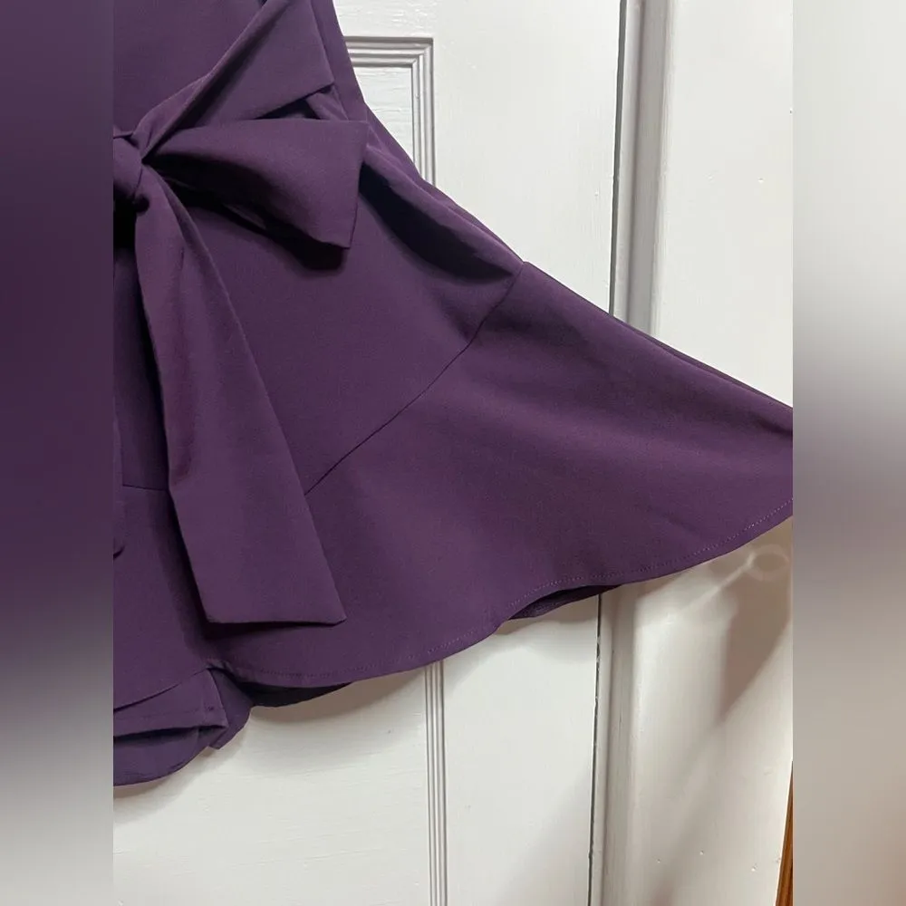 Zara Purple Bermuda Skort Tie Belt Flare Belted Mini Skirt with Shorts Size M - Image 11