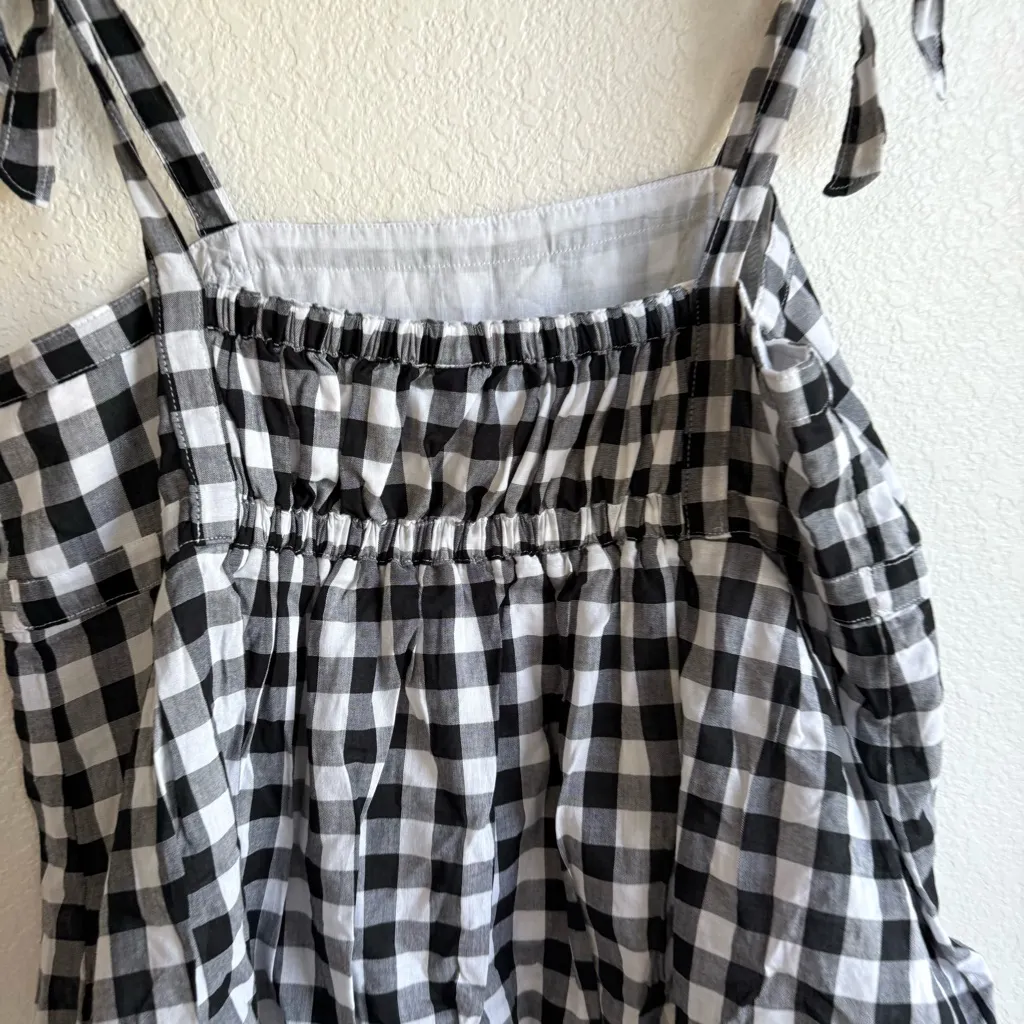 NEW Old Navy Womens Shirt Tank Black White Gingham Plaid Tie Straps Size Large - Image 4