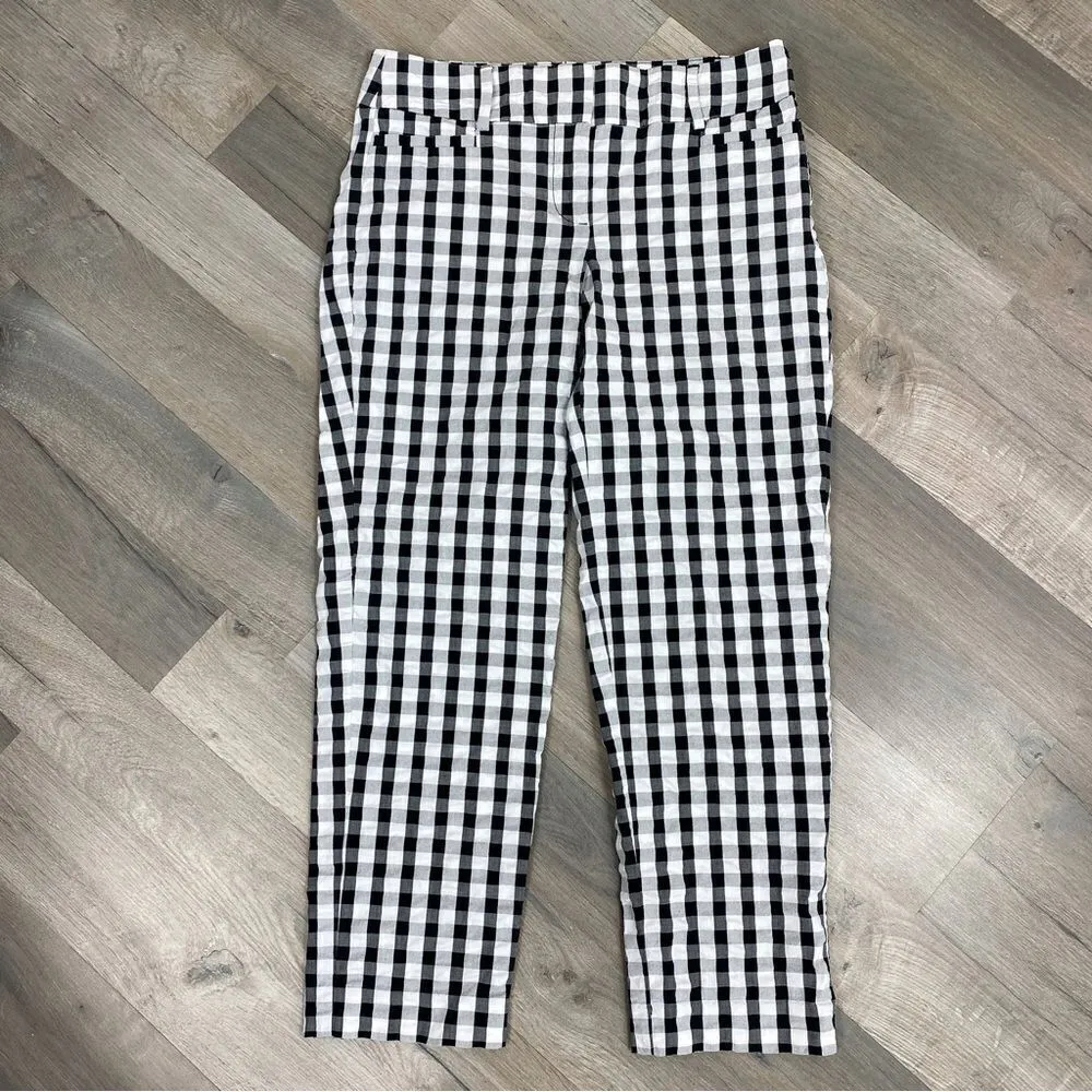 Loft Outlet Original Ankle Pants Gingham Check Black White 2 - Image 3