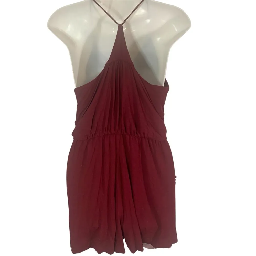 Anthropologie Moulinette Burgundy Red Romper Jumper  Pockets Sz Small - Image 2