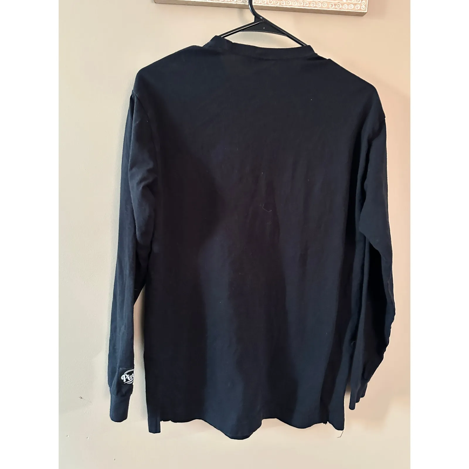 VS Pink Palm Tree Tropical Black Long Sleeve T-Shirt - Image 3